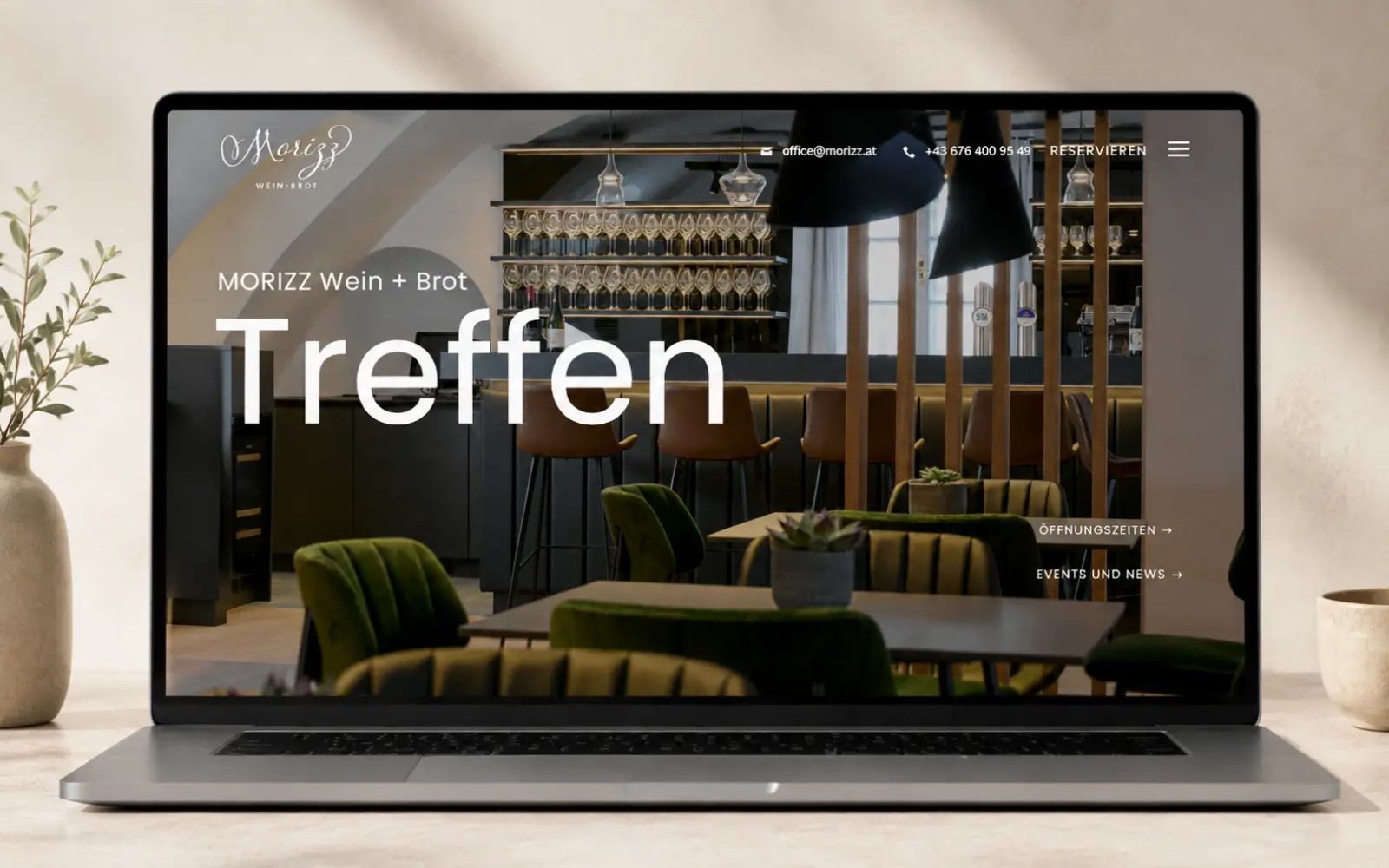 Website von MORIZZ Wein & Brot im Martinsschlössl in Donnerskirchen