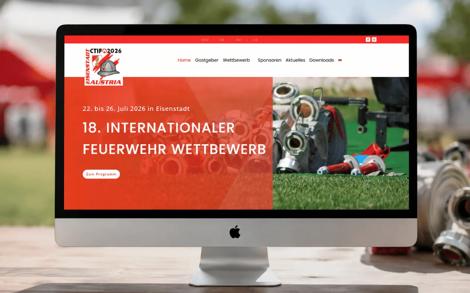Startseite der CTIF 2026 Veranstaltungswebseite auf einem Desktop-Monitor