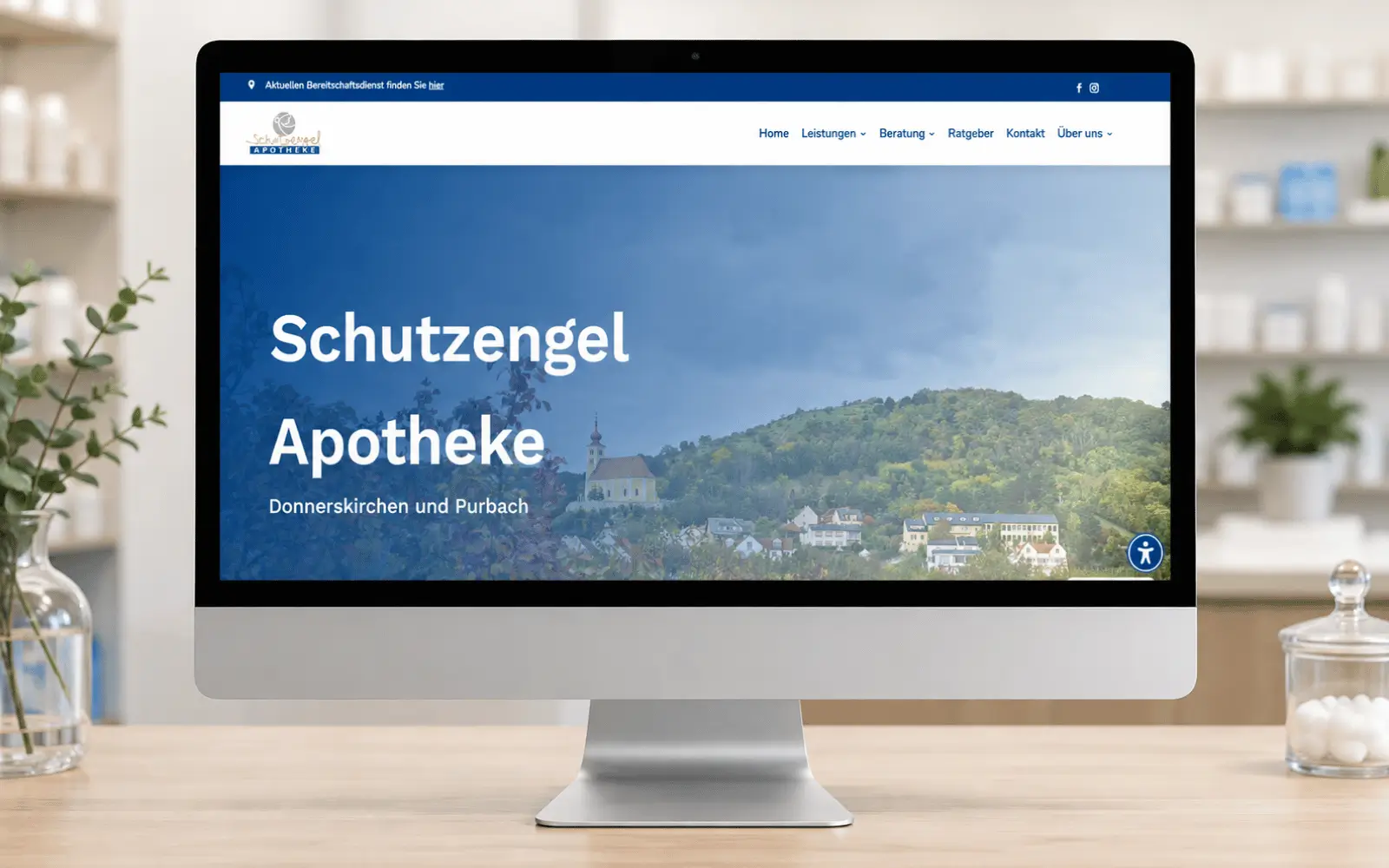 Desktop-Ansicht der Startseite der Website der Schutzengel Apotheke