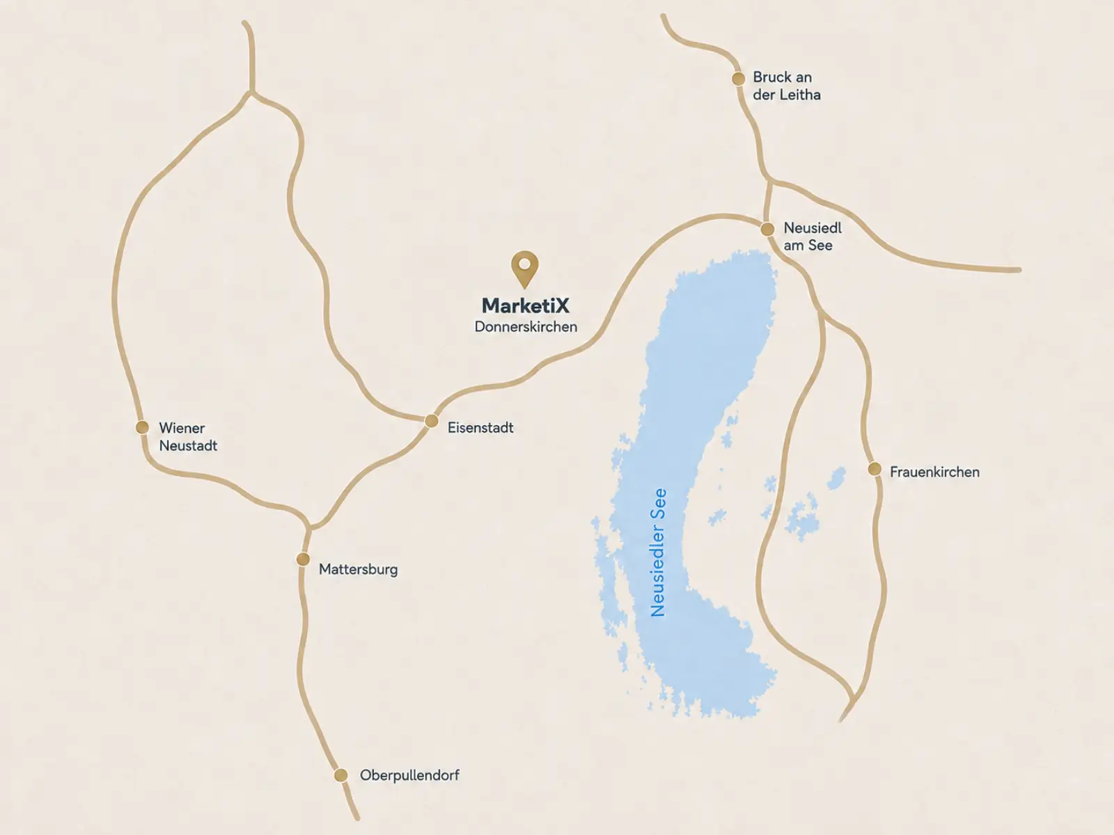MarketiX in Donnerskirchen im Burgenland Standort von MarketiX in Donnerskirchen im Burgenland mit Eisenstadt, Neusiedl am See, Mattersburg und Umgebung