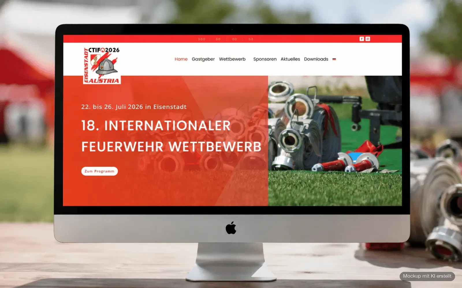 Startseite der CTIF 2026 Veranstaltungswebseite auf einem Desktop-Monitor