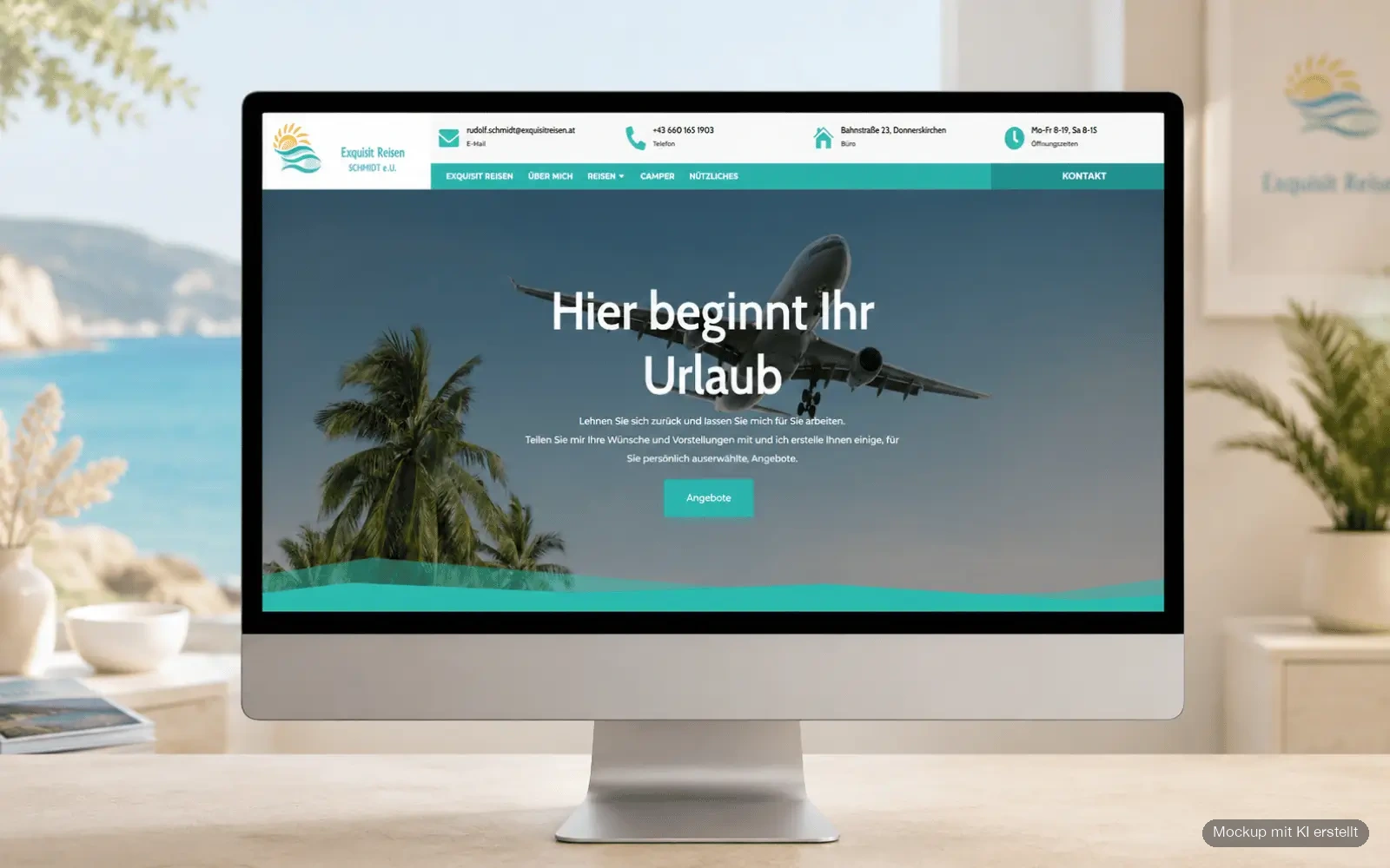Startseite der Website von Exquisit Reisen SCHMIDT e.U. als Desktop-Mockup