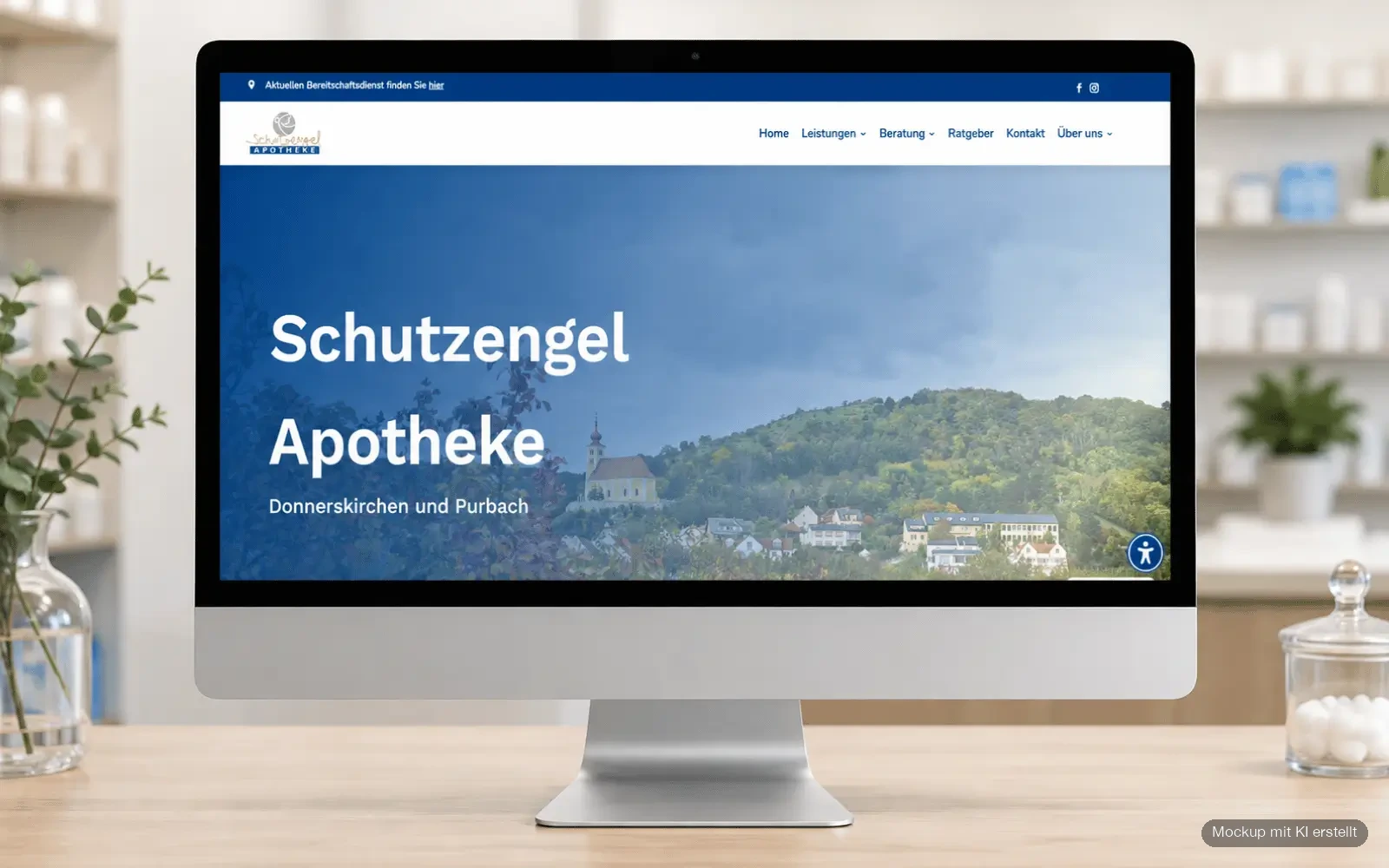 Desktop-Ansicht der Startseite der Website der Schutzengel Apotheke