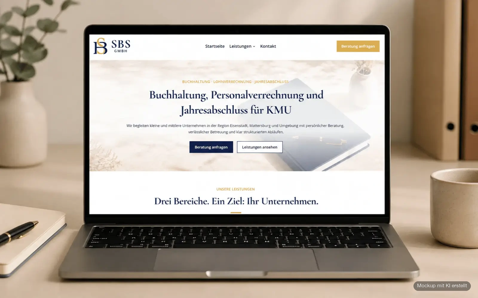 Startseite der Steindl BuchhaltungsService GmbH auf einem Laptop